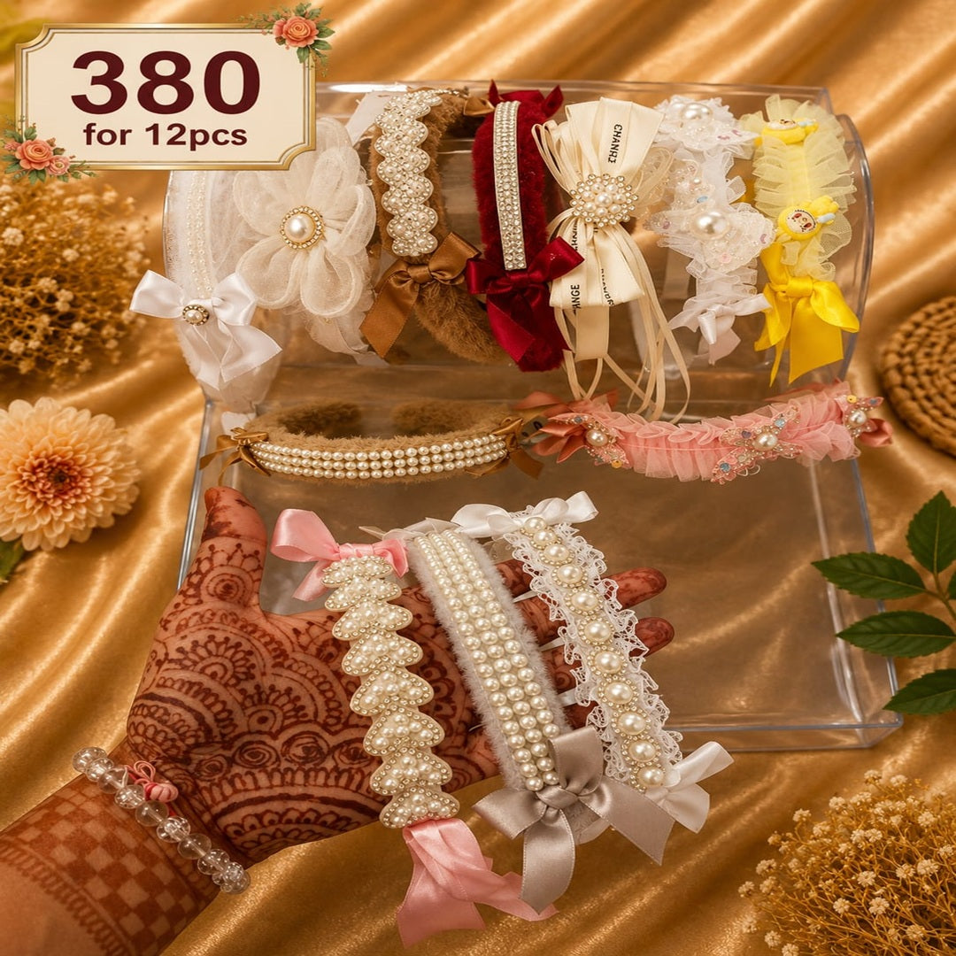 Luxury Hanging Fur & Stone Work Hair Bands – ₹380 Per Dozen