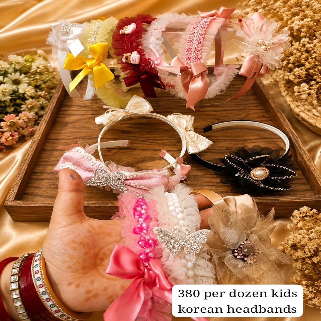 Luxury Hanging Fur & Stone Work Hair Bands – ₹380 Per Dozen