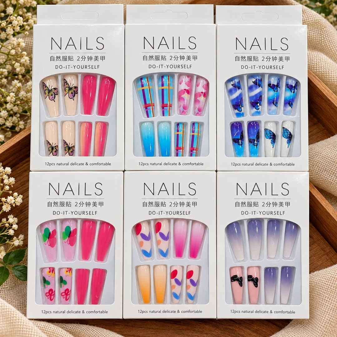 **Korean Press On Nails Pack of 12 Pcs – Trendy Nail Set | Wholesale Price ₹380 per Dozen**