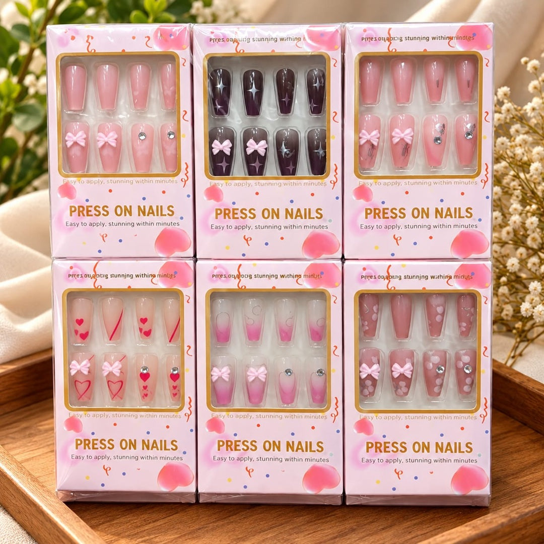 **Korean Press On Nails Pack of 12 Pcs – Trendy Nail Set | Wholesale Price ₹540 per Dozen**