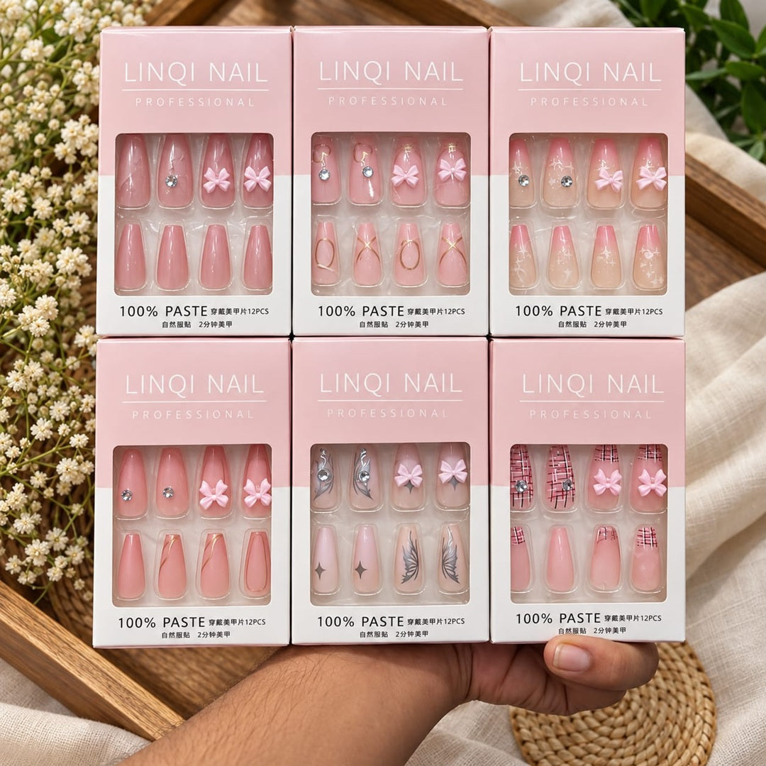 **Korean Press On Nails Pack of 12 Pcs – Trendy Nail Set | Wholesale Price ₹540 per Dozen**