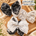 Premium Floral Lace Bow Hair Clips Pack of 12 Pcs – Black & White Pearl Design | Wholesale Price ₹720 per Dozen
