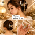 Premium Pearl Butterfly Tassel Metal Hair Claw Clip – Pack of 12 Pcs | Wholesale Price ₹1080 per Dozen