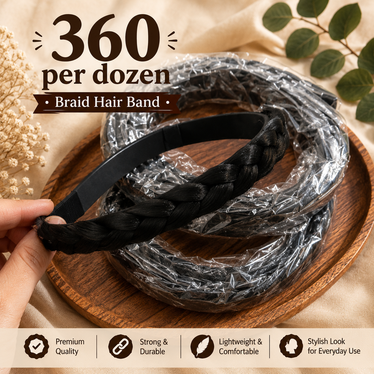 Braid real Hair Band Pack of 12 Pcs | ₹360/Dozen