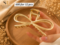 Luxury Gold Bow Metal Hair Claw Clip – Minimalist Elegant Hair Accessory – ₹600 Per Dozen (12 Pieces)