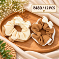 Premium Waffle Bow Scrunchies Pack of 12 Pcs – Stylish Textured Hair Scrunchies | Wholesale Price ₹480 per Dozen