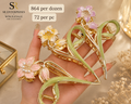 Premium Floral Pearl Metal Hair Claw Clip with Leaf Design – Pack of 12 Pcs | Wholesale Price ₹864 per Dozen