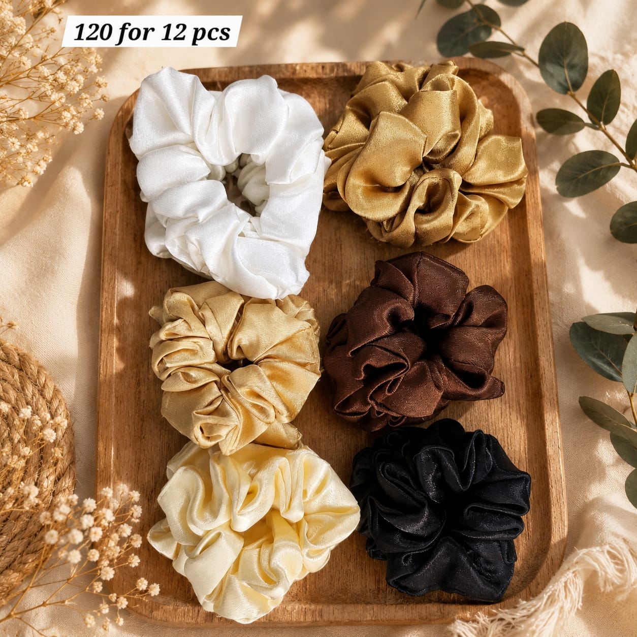 Satin Scrunchies Pack of 12 Pcs | ₹120/Dozen