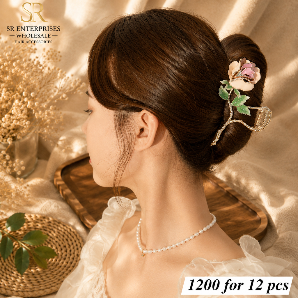 Beautifully crafted Luxury Rose Flower Hair Claw Clip.1200