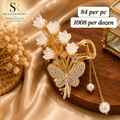 Premium Pearl Butterfly Floral Metal Hair Claw Clip – Pack of 12 Pcs | Wholesale Price ₹1008 per Dozen