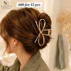 Luxury Gold Bow Metal Hair Claw Clip – Minimalist Elegant Hair Accessory – ₹600 Per Dozen (12 Pieces)